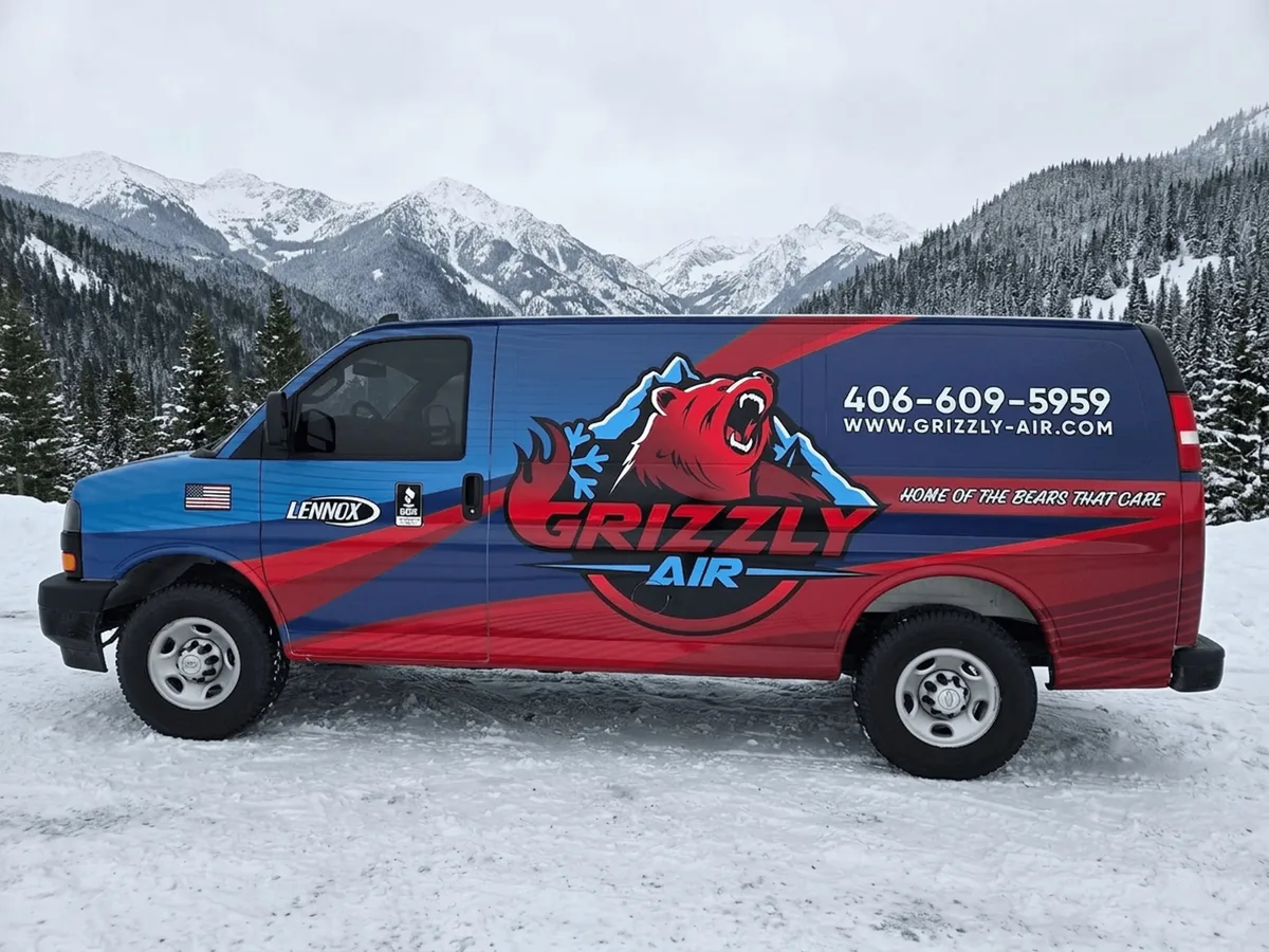 Full wrap on a Chevrolet Express van in Columbia Falls, MT