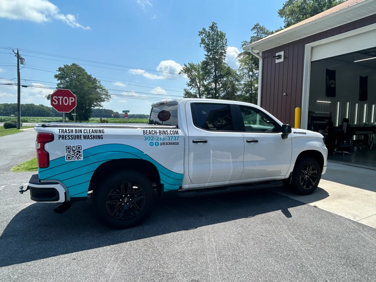 Partial wrap on a Chevrolet Silverado truck in Lewes, DE