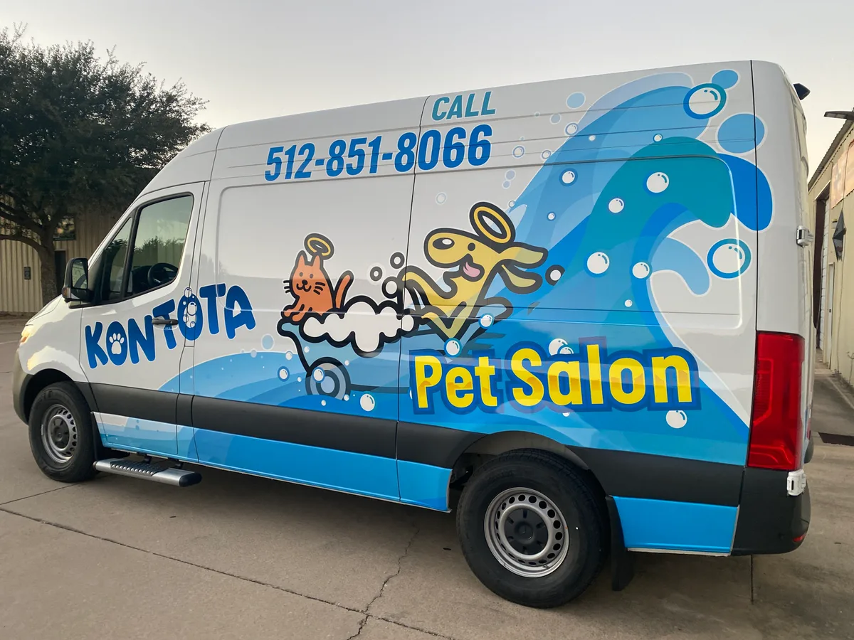 Partial wrap on a Mercedes-Benz Sprinter van in Georgetown, TX