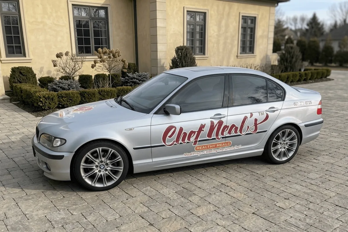 Spot graphics on a BMW 3 Series car in St. Paul, MN