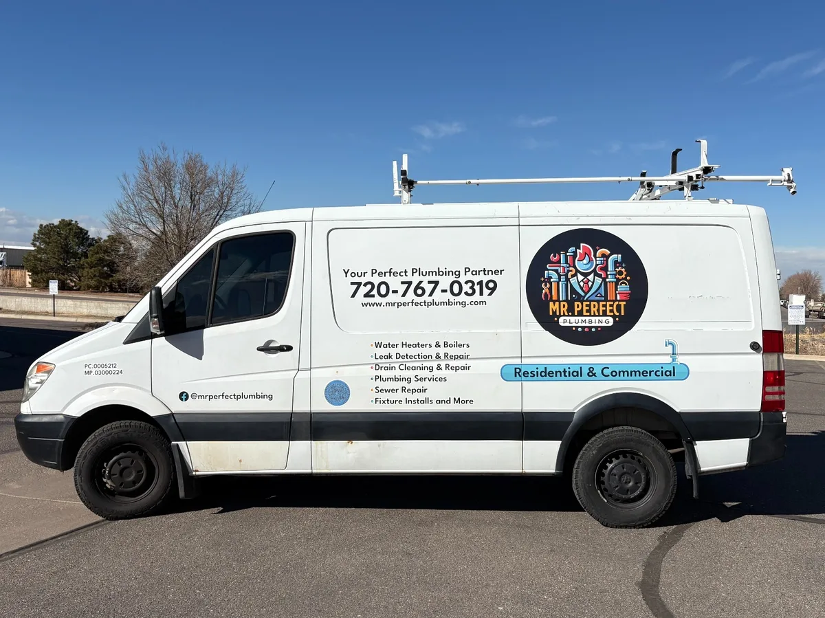 Spot graphics on a Mercedes-Benz Sprinter van in Aurora, CO