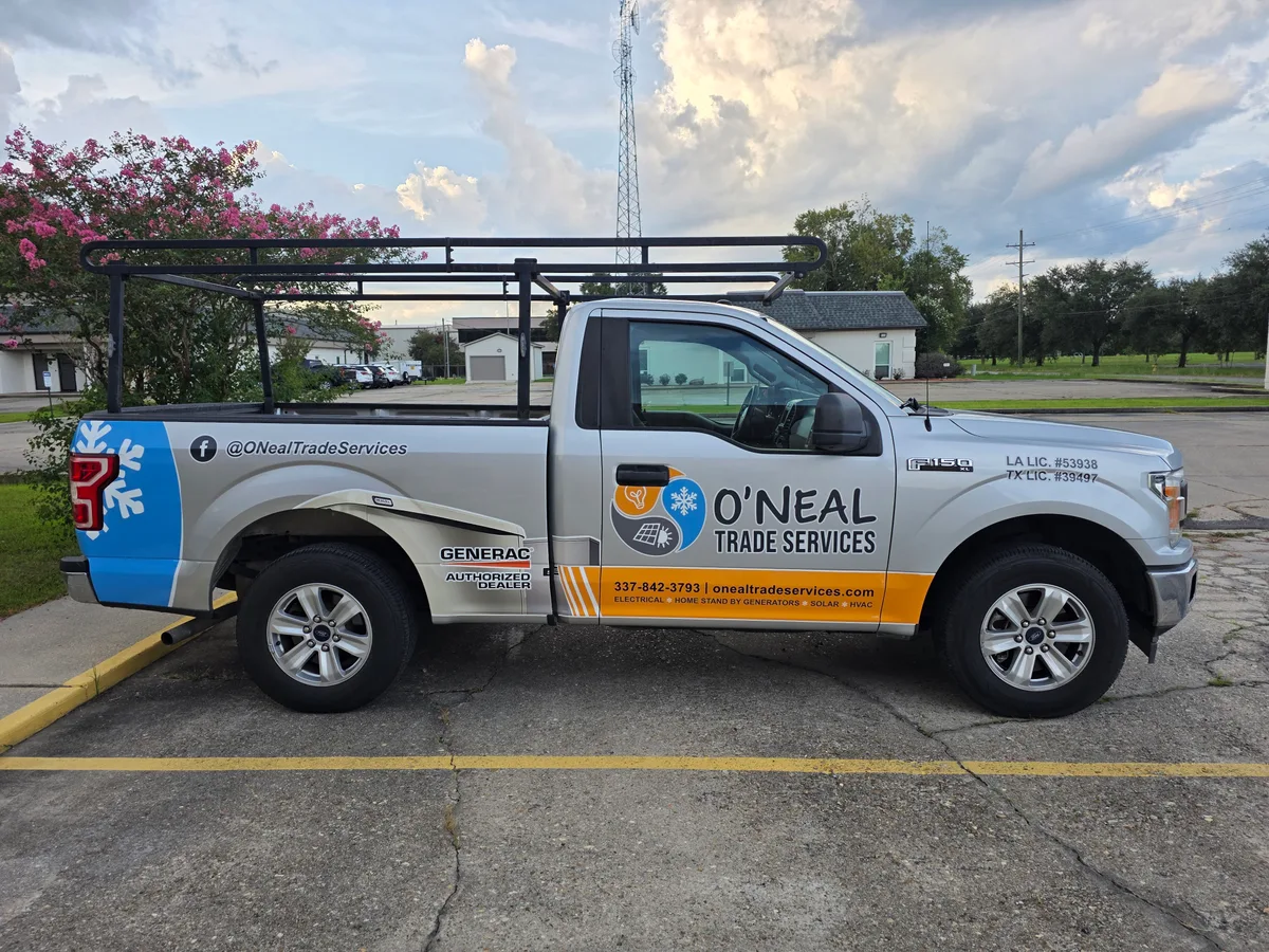 Spot graphics on a Ford F-150 XL truck in Lake Charles, LA