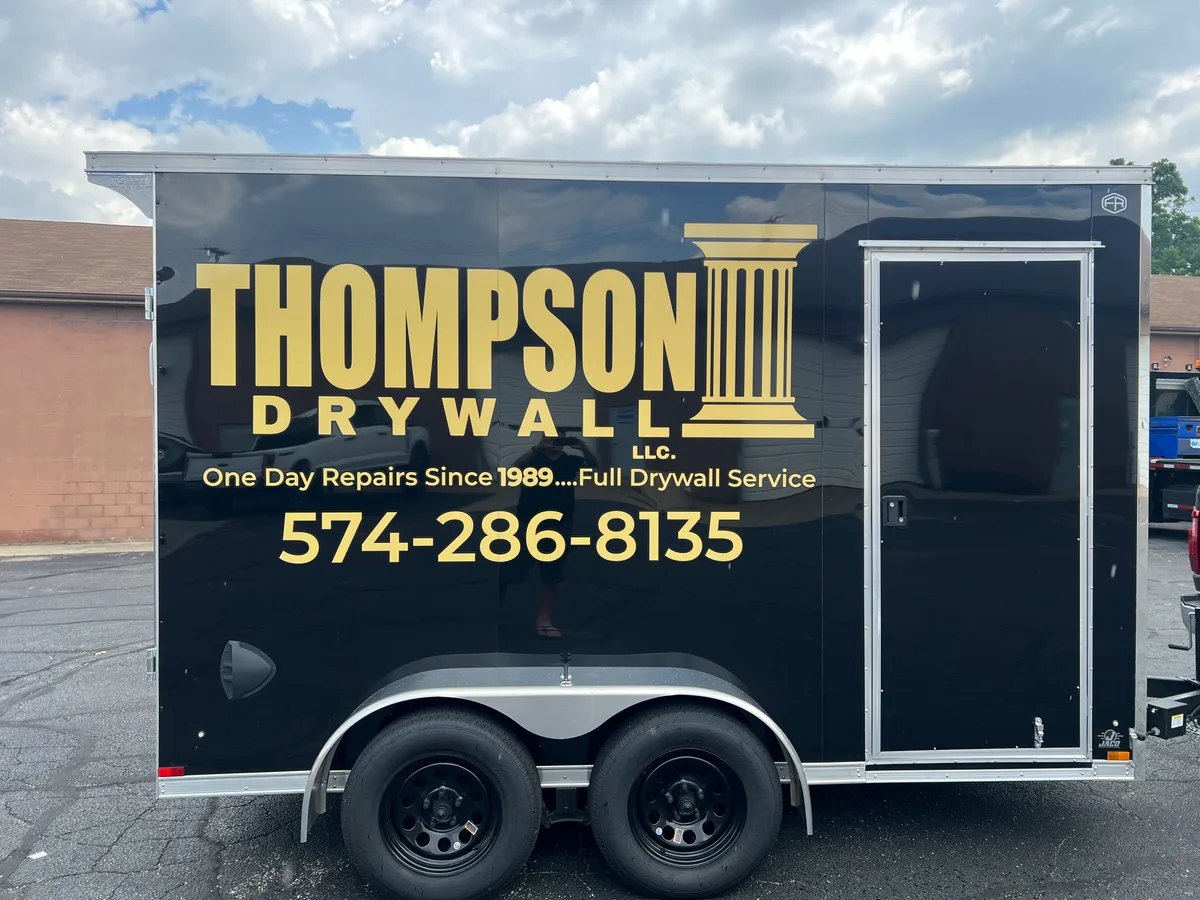 Spot graphics on a Forest River Enclosed Cargo Trailer in Granger, IN