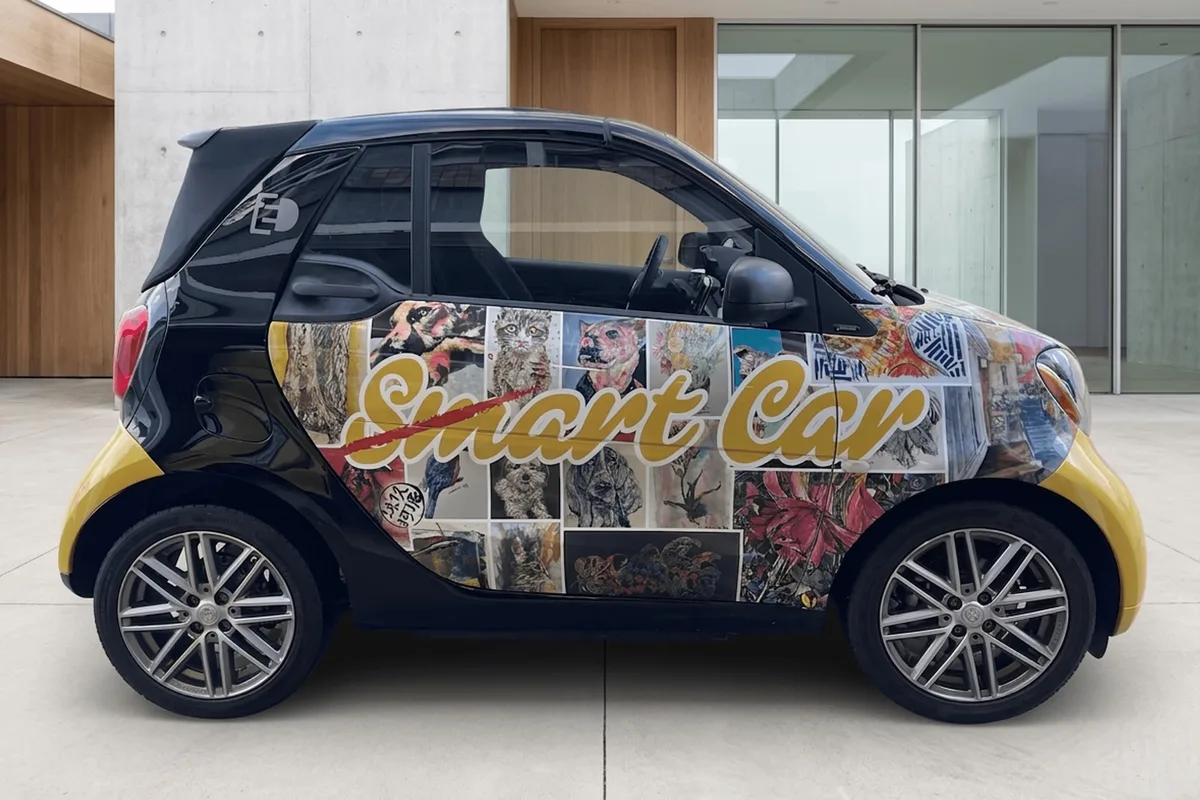 Partial wrap on a Smart Fortwo EQ Cabrio in Newport Beach, CA