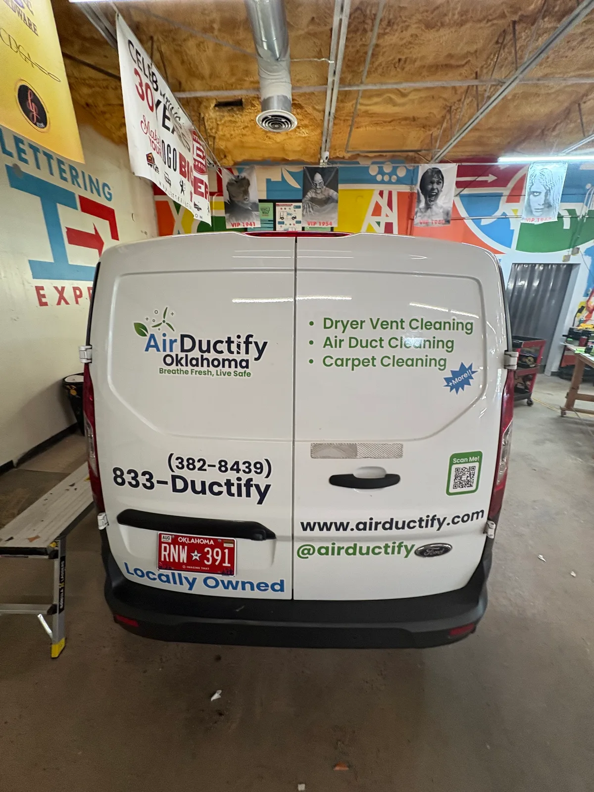 Spot graphics on a Ford Transit Connect van in Oklahoma City, OK