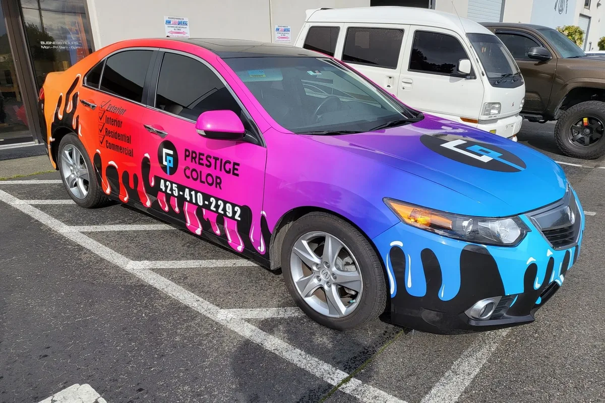 Full wrap on an Acura TSX car in Seattle, WA