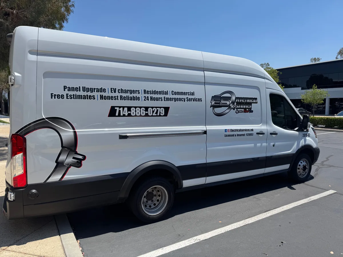 Spot graphics on a Ford Transit van in Corona, CA