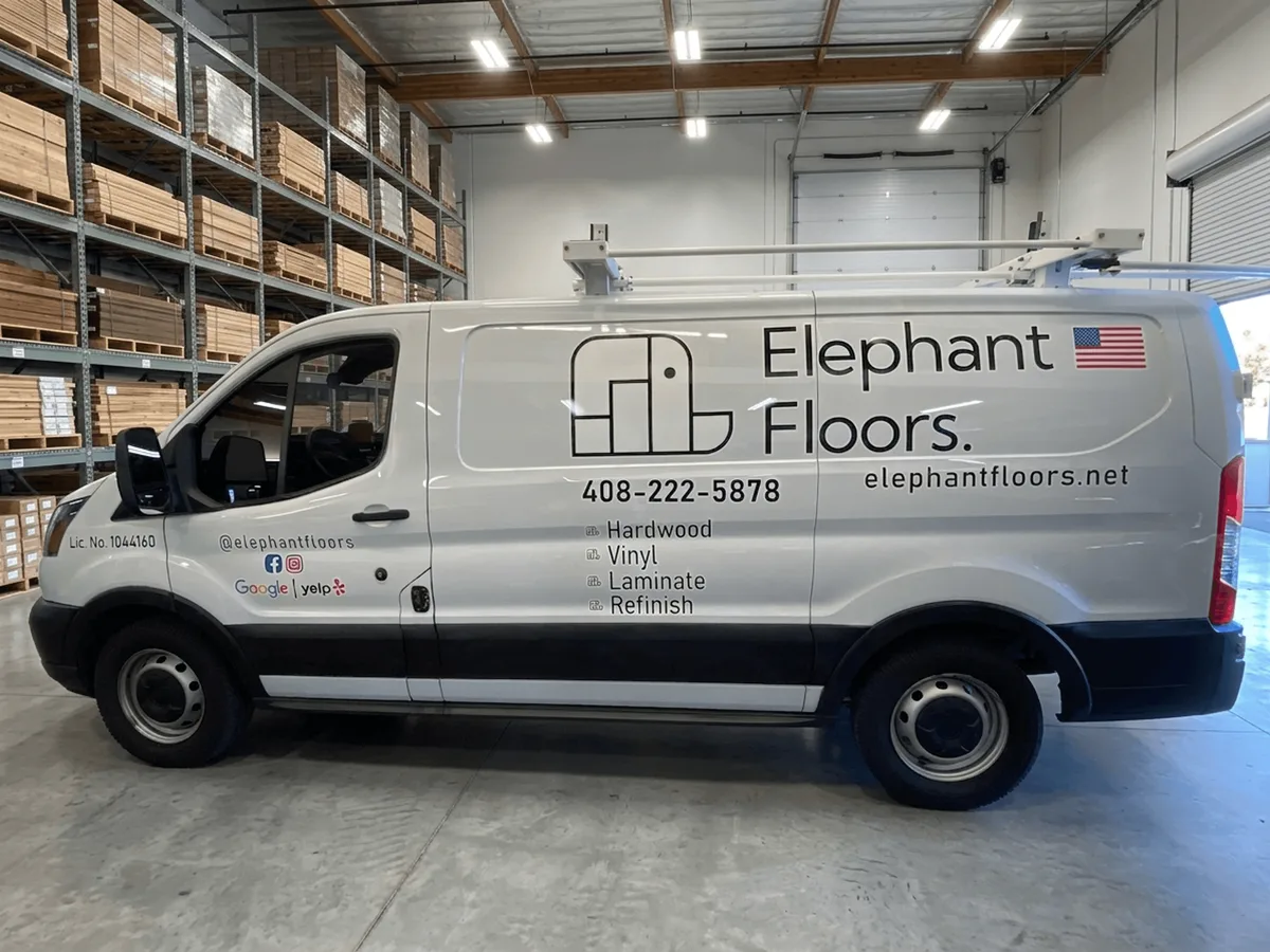 Spot graphics on a Ford Transit van in Sunnyvale, CA