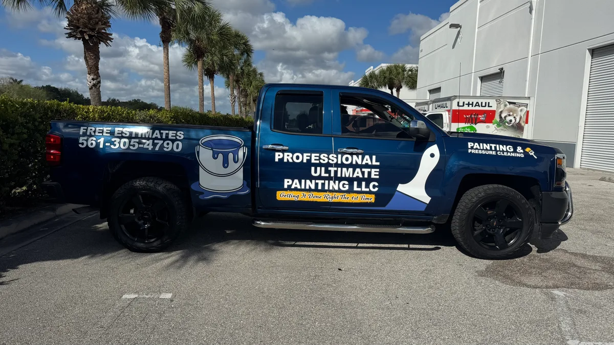 Spot graphics on a Chevrolet Silverado truck in West Palm Beach, FL