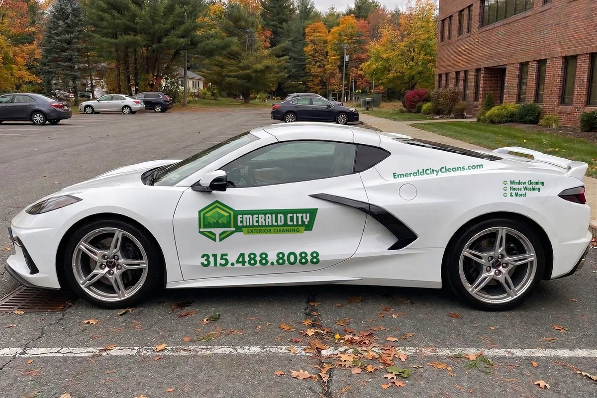 Spot graphics on a Chevrolet Corvette C8 sports car in Syracuse, NY