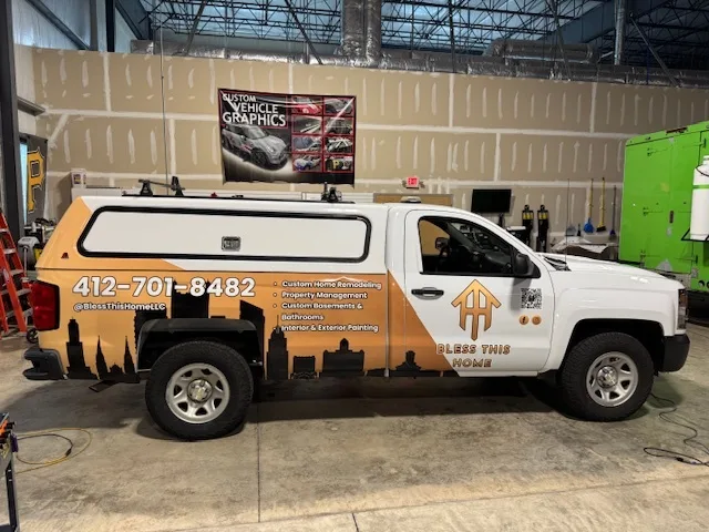 Partial wrap on a Chevrolet Silverado truck in Pittsburgh, PA
