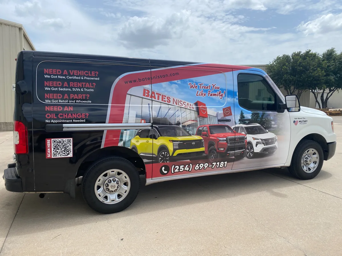 Partial wrap on a Nissan NV Cargo Van in Killeen, TX