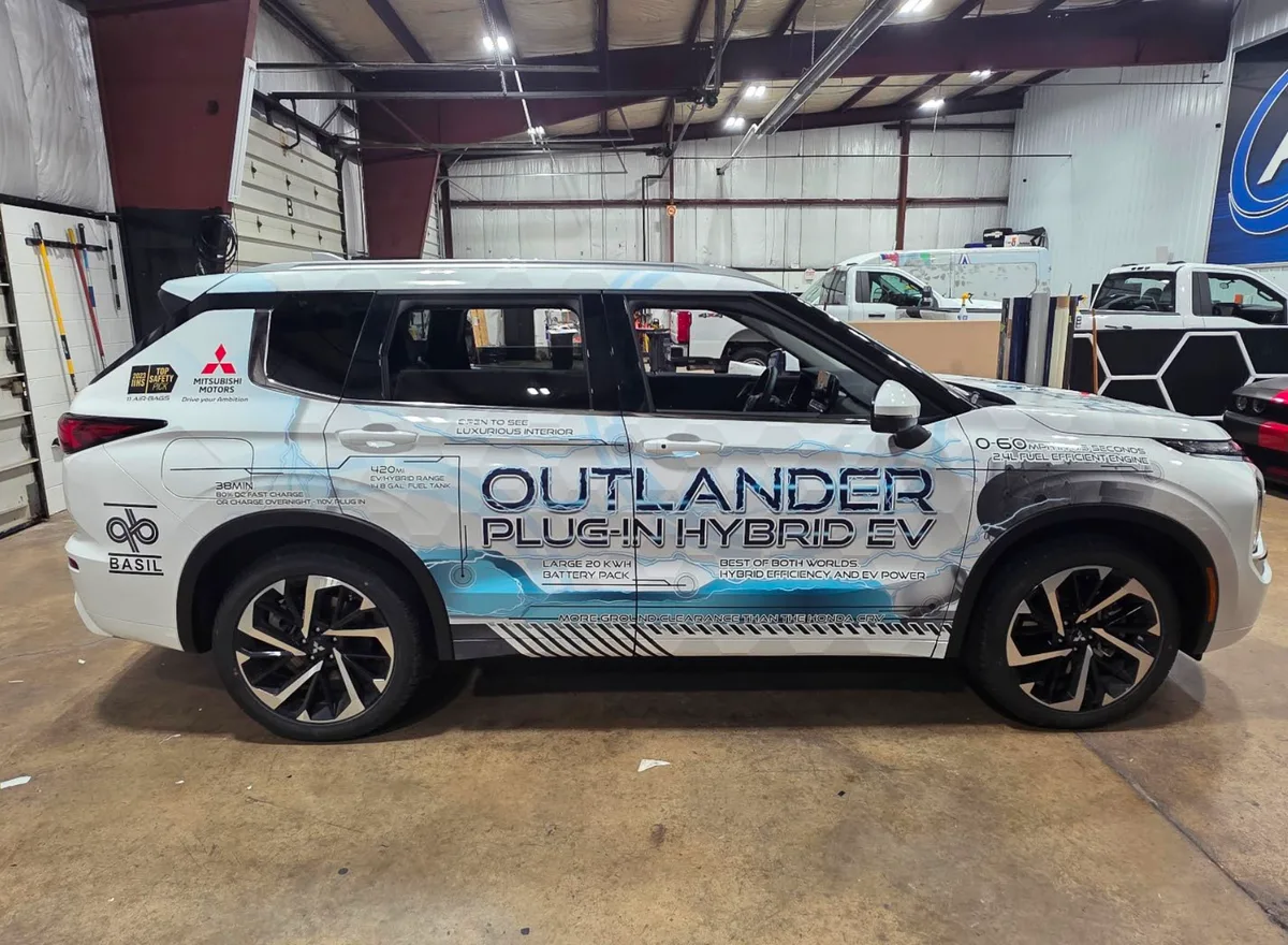 Full wrap on a Mitsubishi Outlander Plug-In Hybrid EV SUV in Buffalo, NY