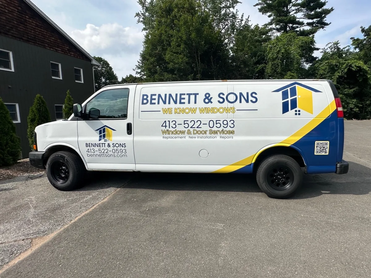 Partial wrap on a Chevrolet Express van in Greenfield, MA