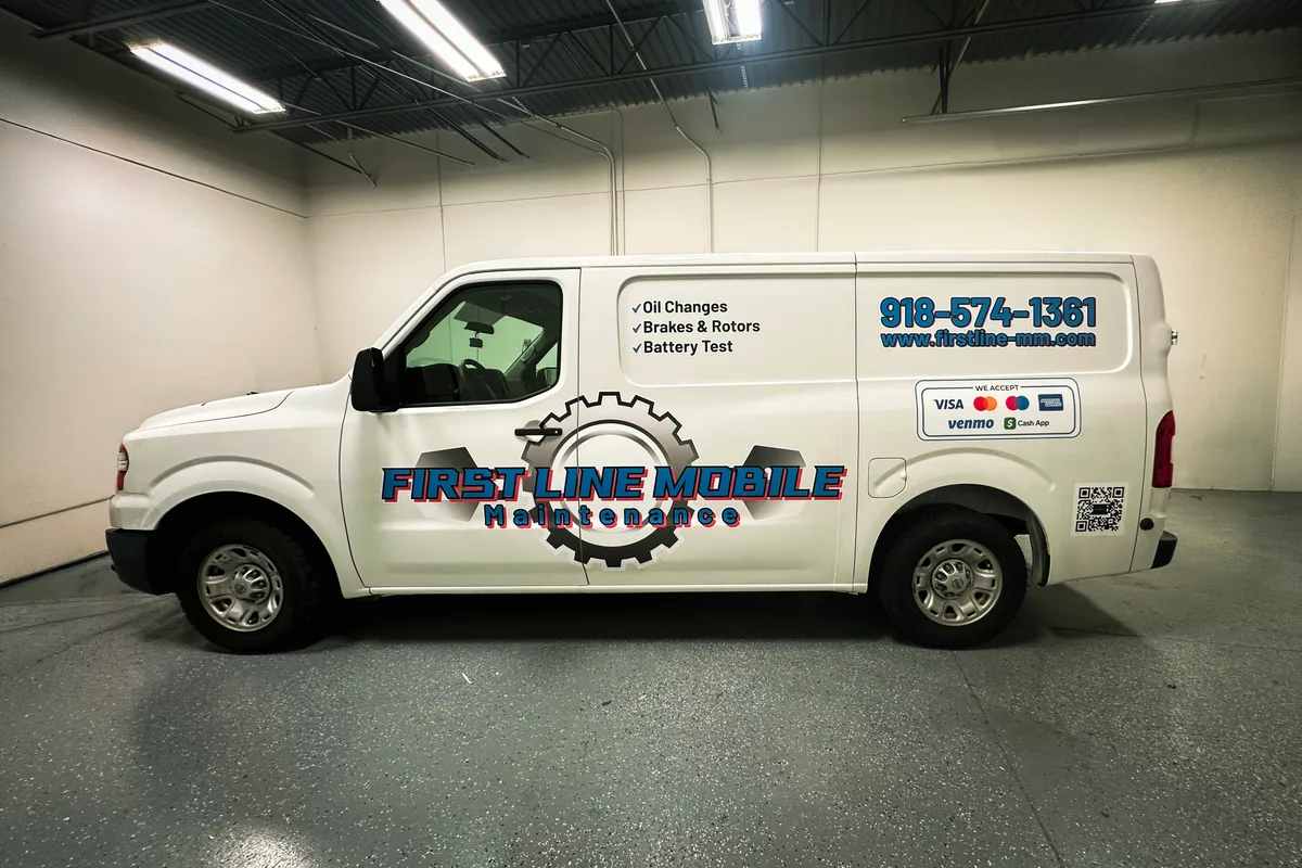 Spot graphics on a Nissan NV1500 van in Oklahoma City, OK