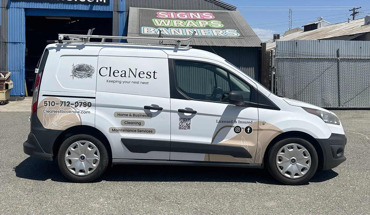 Partial wrap on a Ford Transit Connect van in Merced, CA