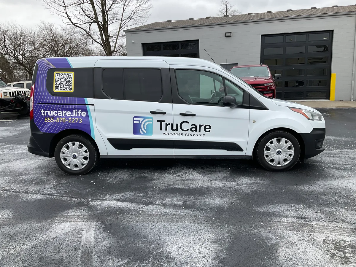 Spot graphics on a Ford Transit Connect van in Cincinnati, OH
