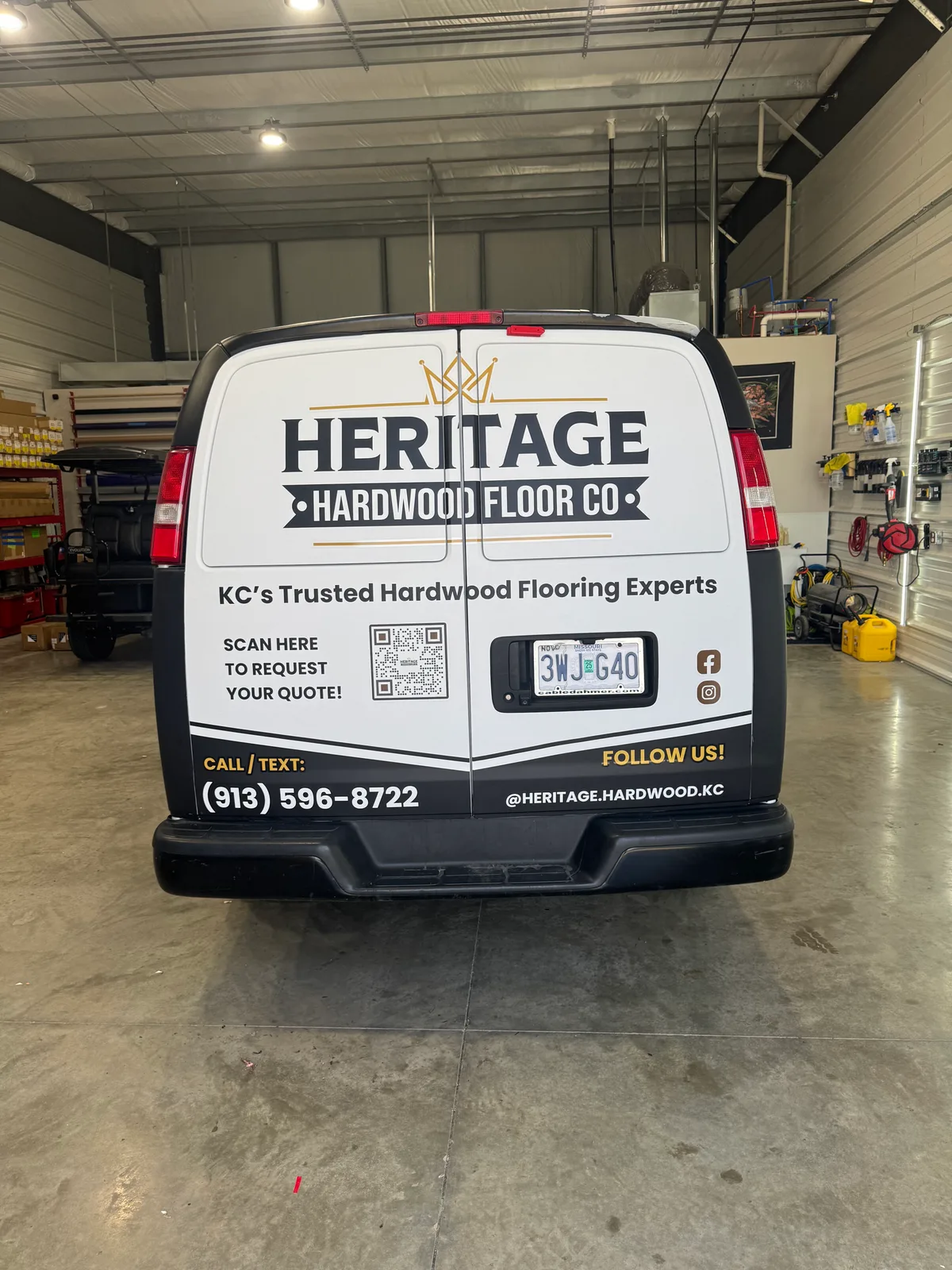 Partial wrap on a Chevrolet Express van in Independence, MO