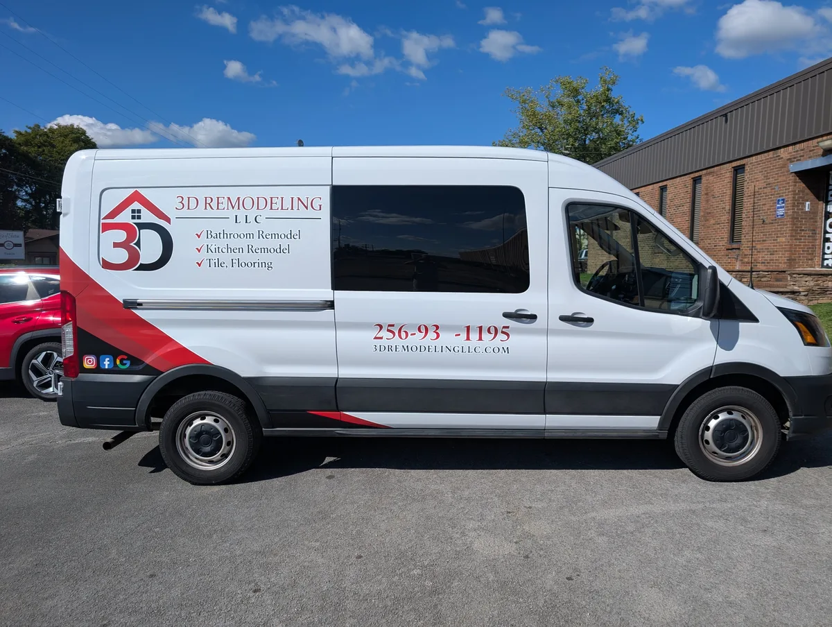 Spot graphics on a Ford Transit van in Huntsville, AL