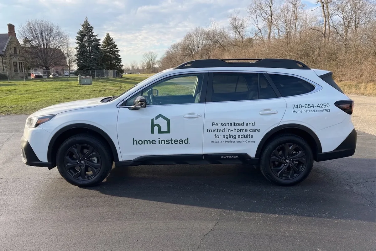 Spot graphics on a Subaru Outback in Athens, OH