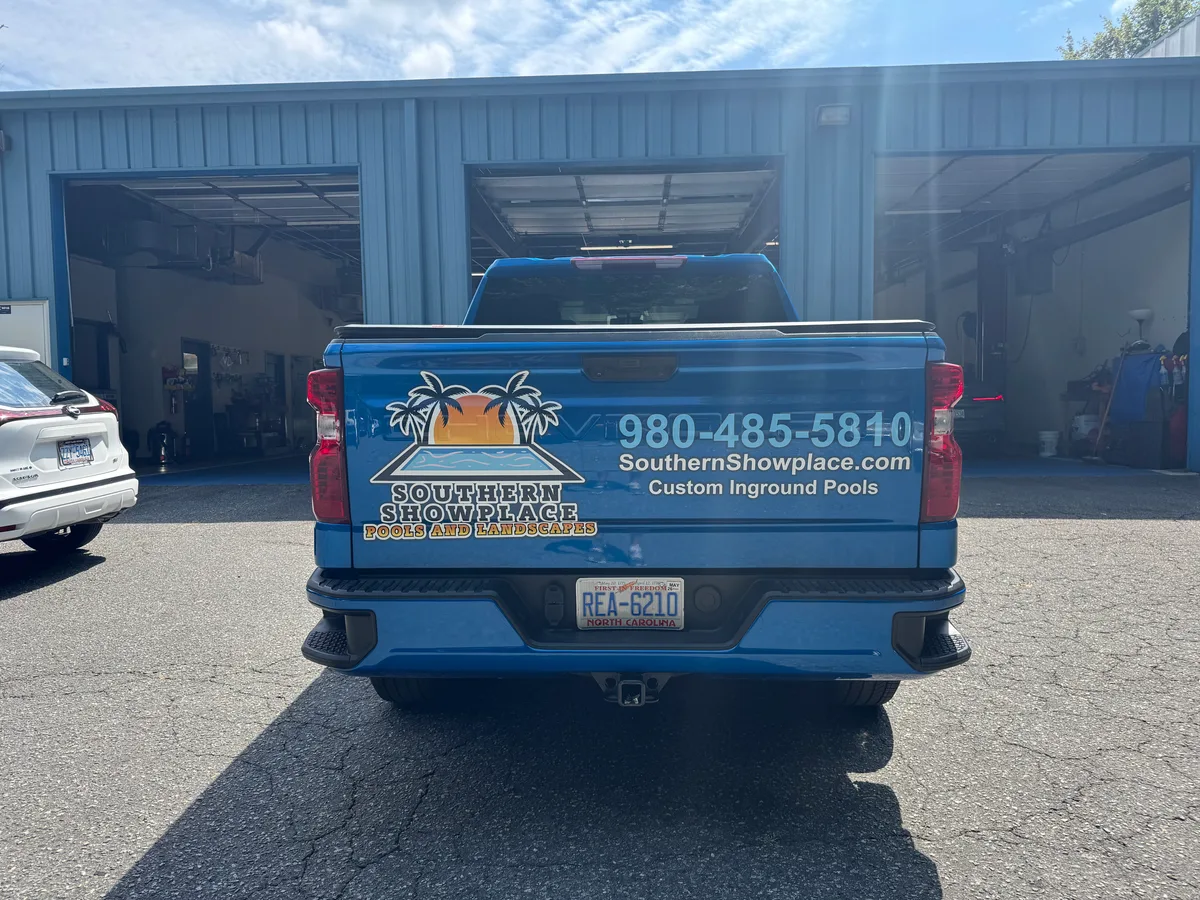 Spot graphics on a Chevrolet Silverado truck in Concord, NC