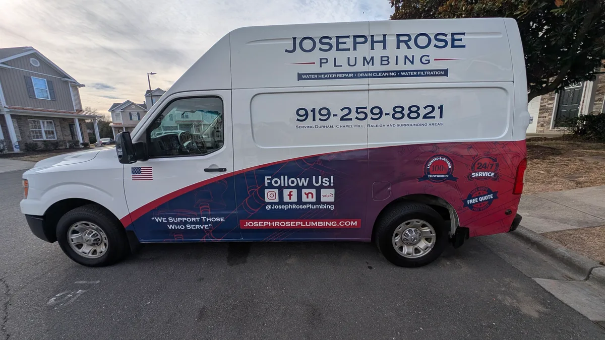 Partial wrap on a Nissan NV Cargo Van in Durham, NC