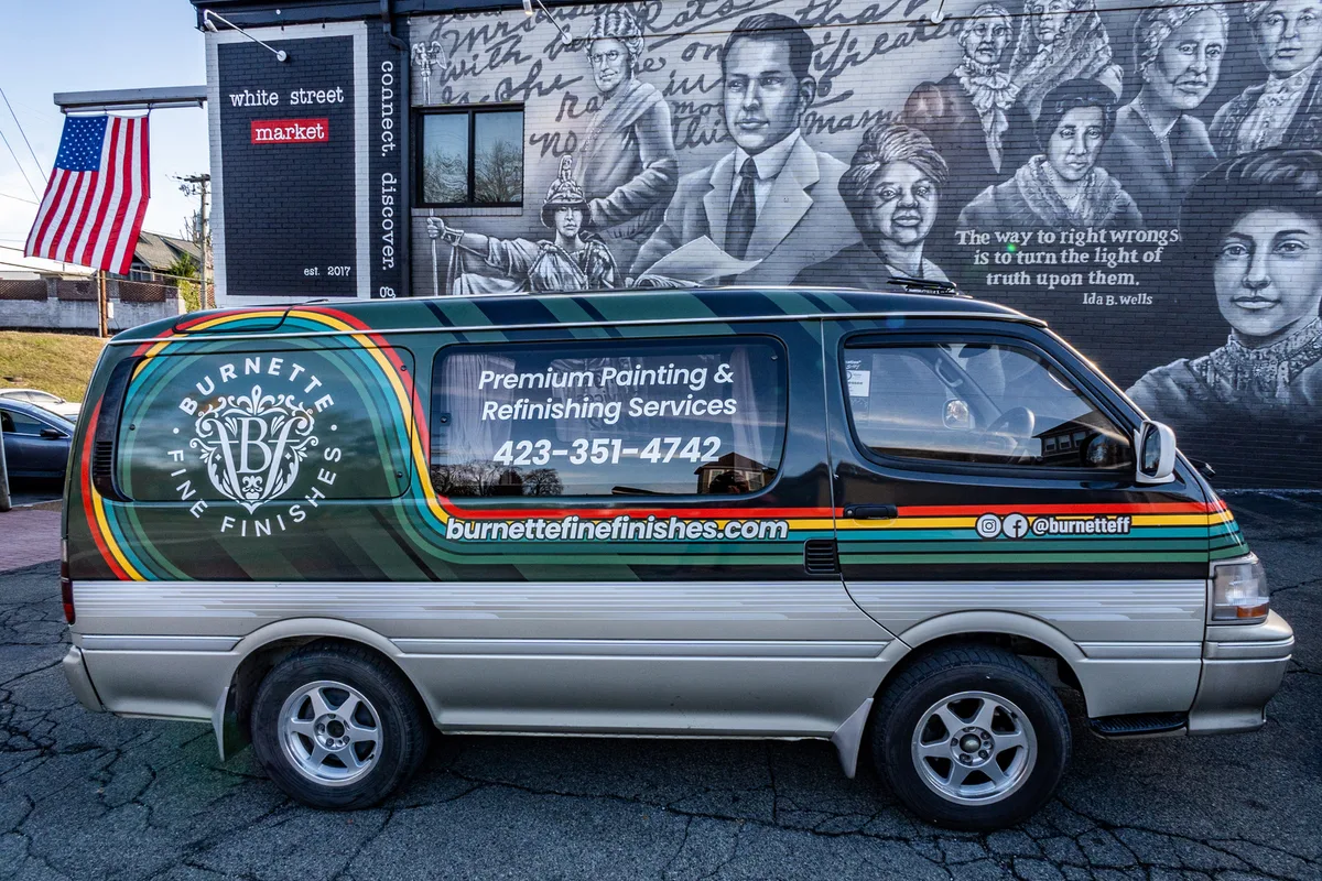 Partial wrap on a Toyota Hiace van in Chattanooga, TN