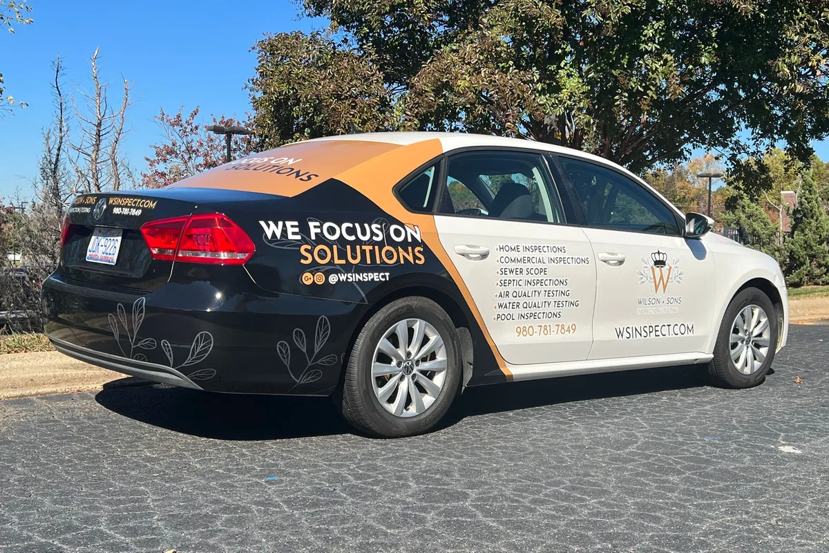Partial wrap on a Volkswagen Passat car in Charlotte, NC