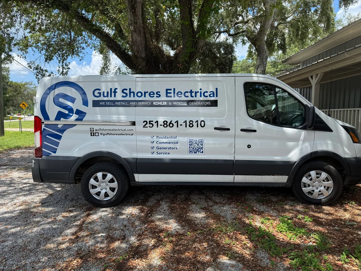 Spot graphics on a Ford Transit van in Gulf Shores, AL