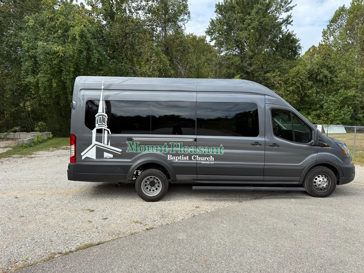 Spot graphics on a Ford Transit van in Elkview, WV