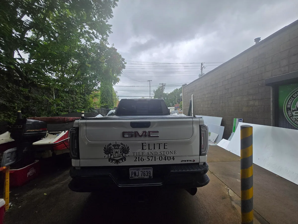 Partial wrap on a GMC Sierra truck in Cleveland, OH