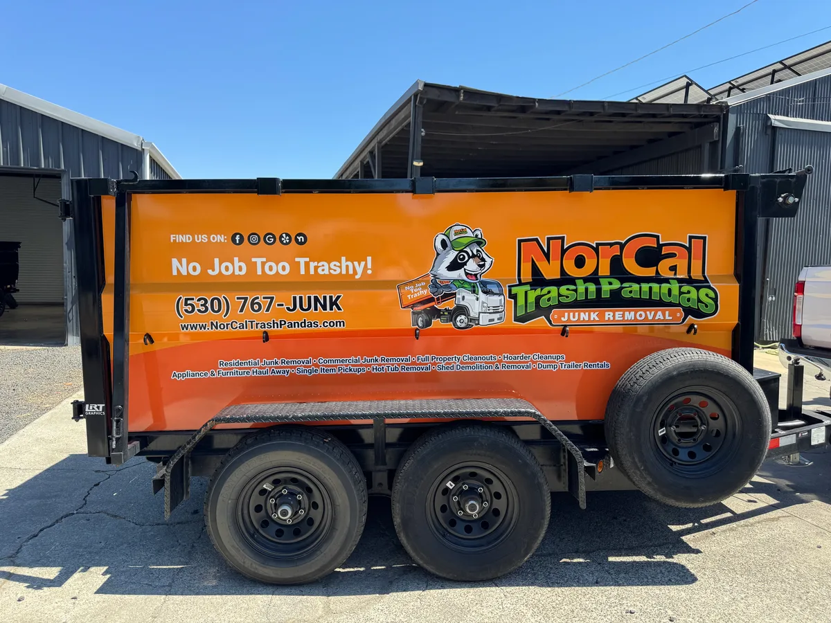 Full wrap on an utility trailer dump trailer in Chico, CA
