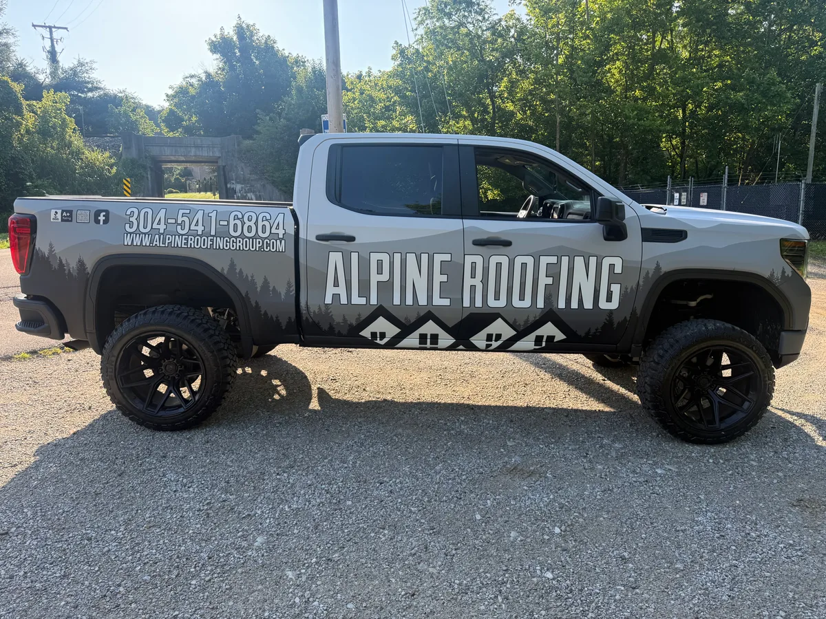 Partial wrap on a GMC Sierra truck in Charleston, WV