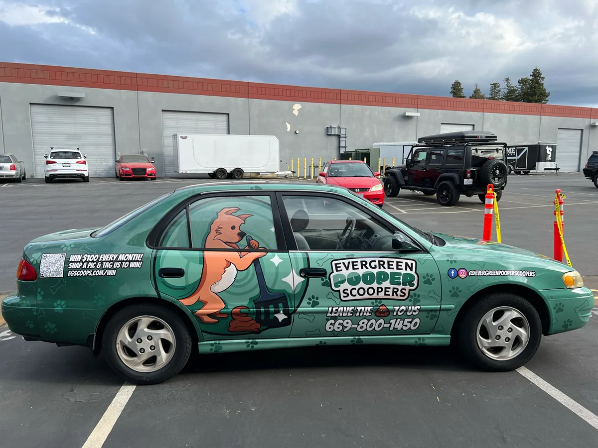 Full wrap on a Toyota Corolla car in San Jose, CA