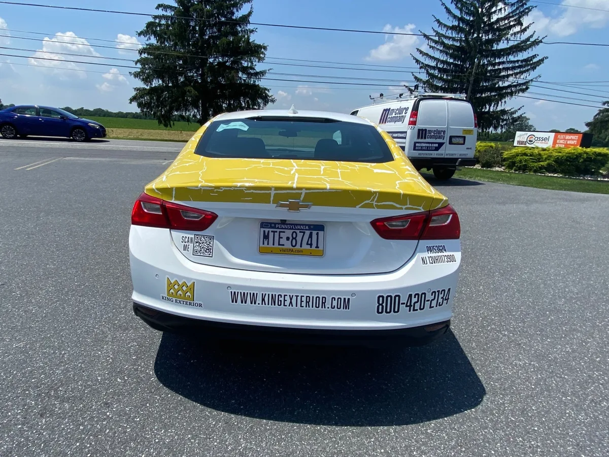 Partial wrap on a Chevrolet Malibu car in Lancaster, PA
