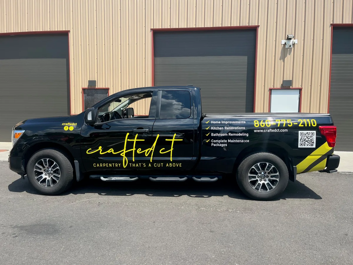 Spot graphics on a Nissan Titan truck in New Milford, CT