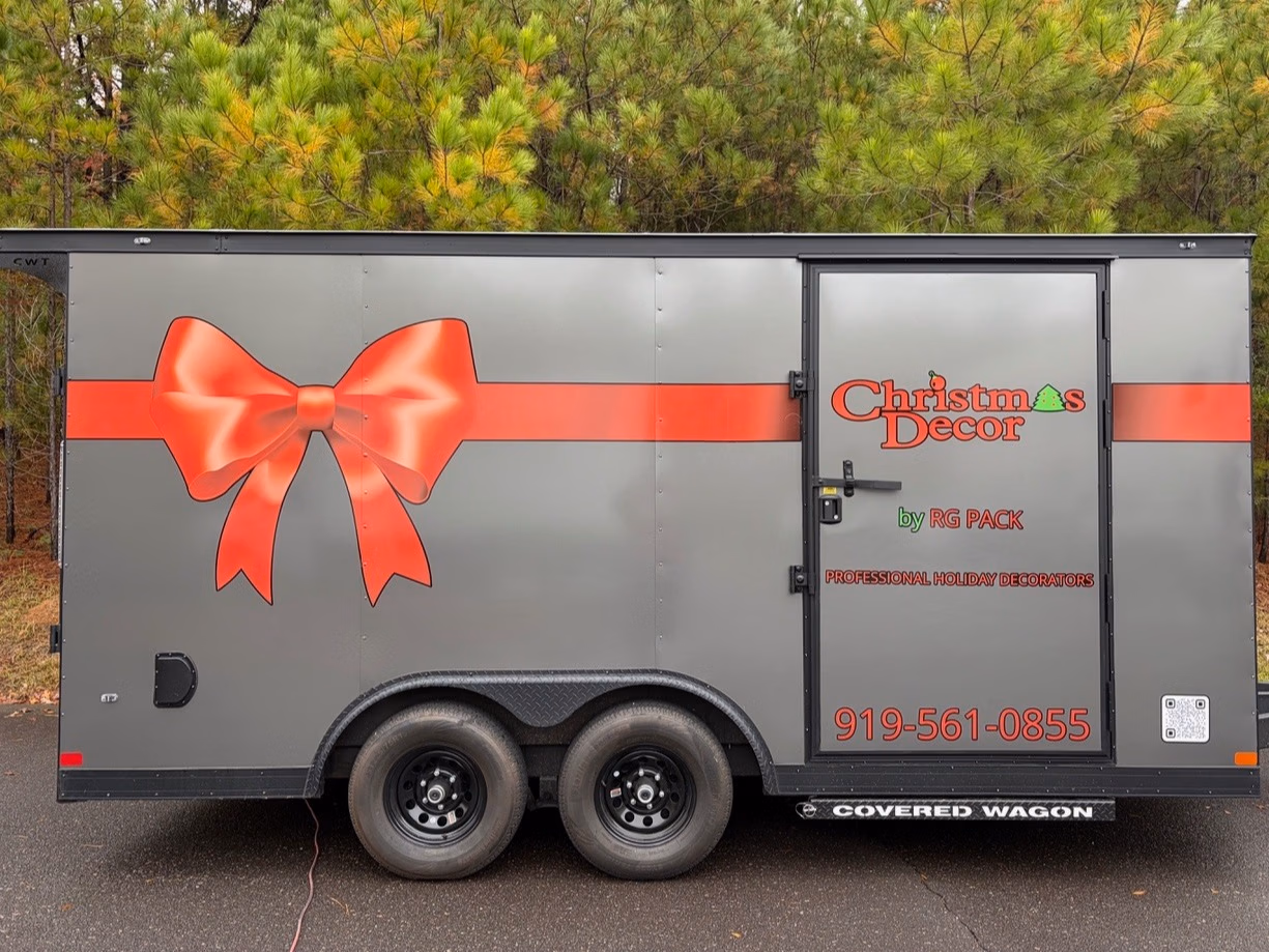 Christmas Decor by RG Pack vehicle wrap in Raleigh, NC