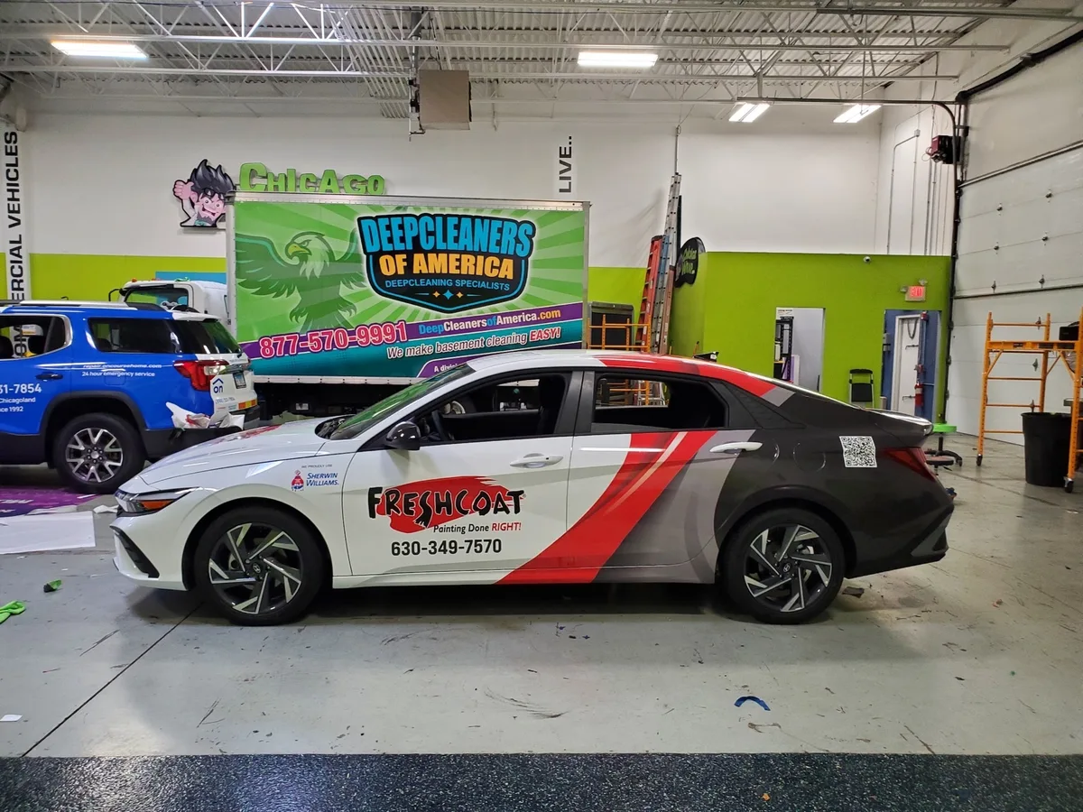 Partial wrap on a Hyundai Elantra car in Oswego, IL