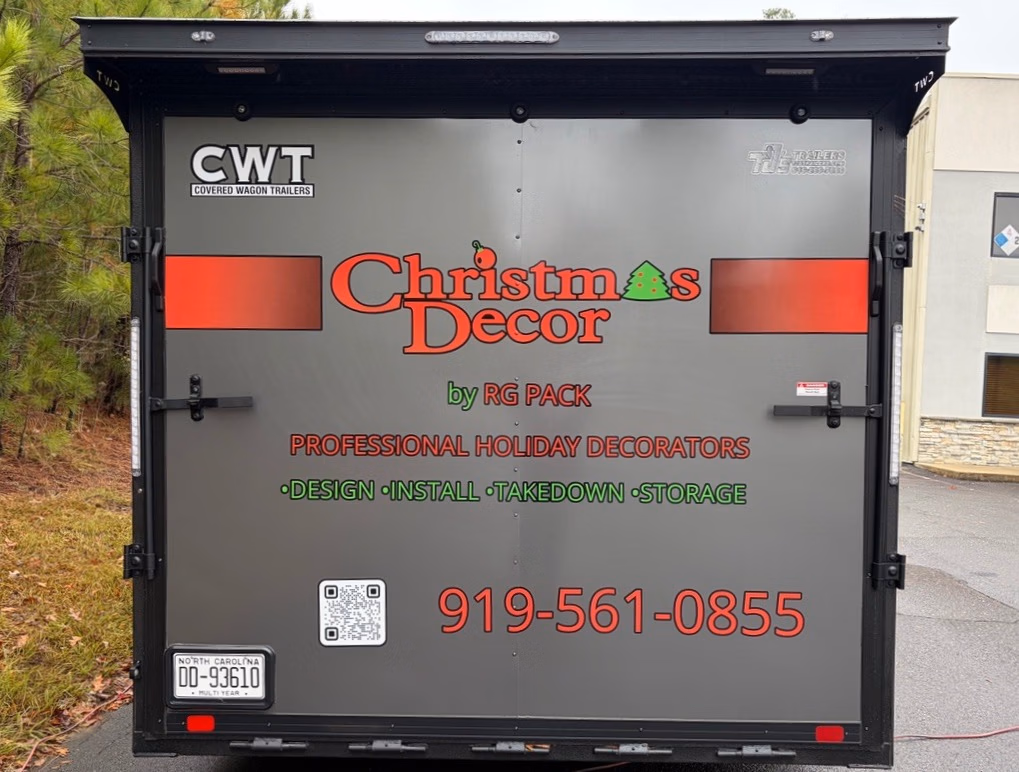 Christmas Decor by RG Pack vehicle wrap in Raleigh, NC