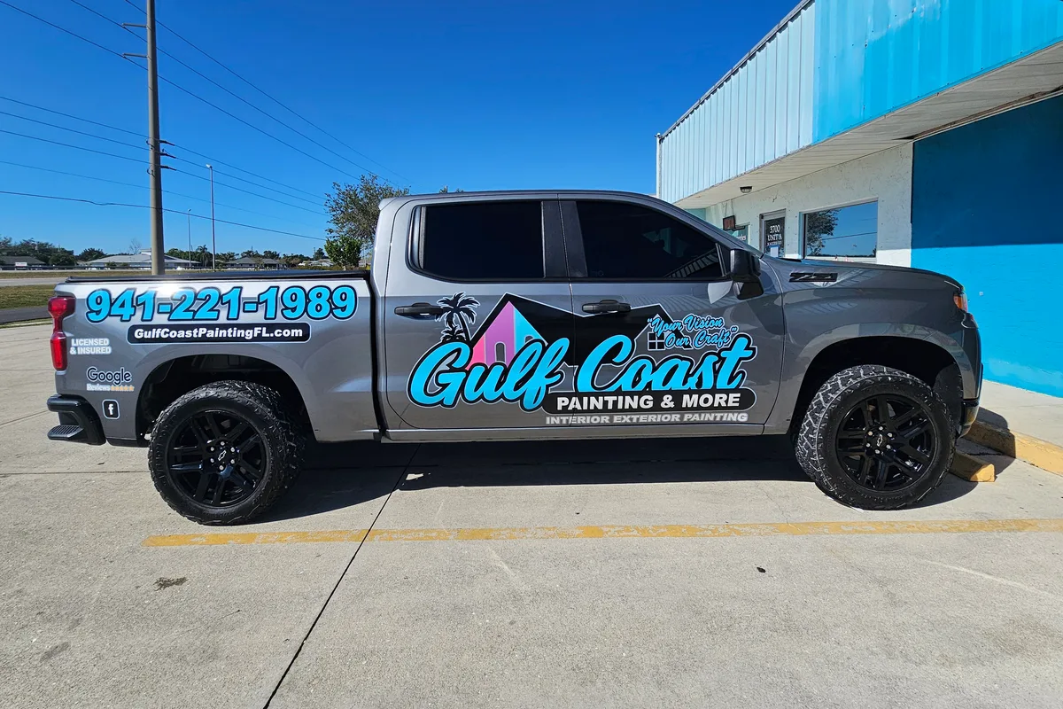 Partial wrap on a Chevrolet Silverado truck in North Port, FL