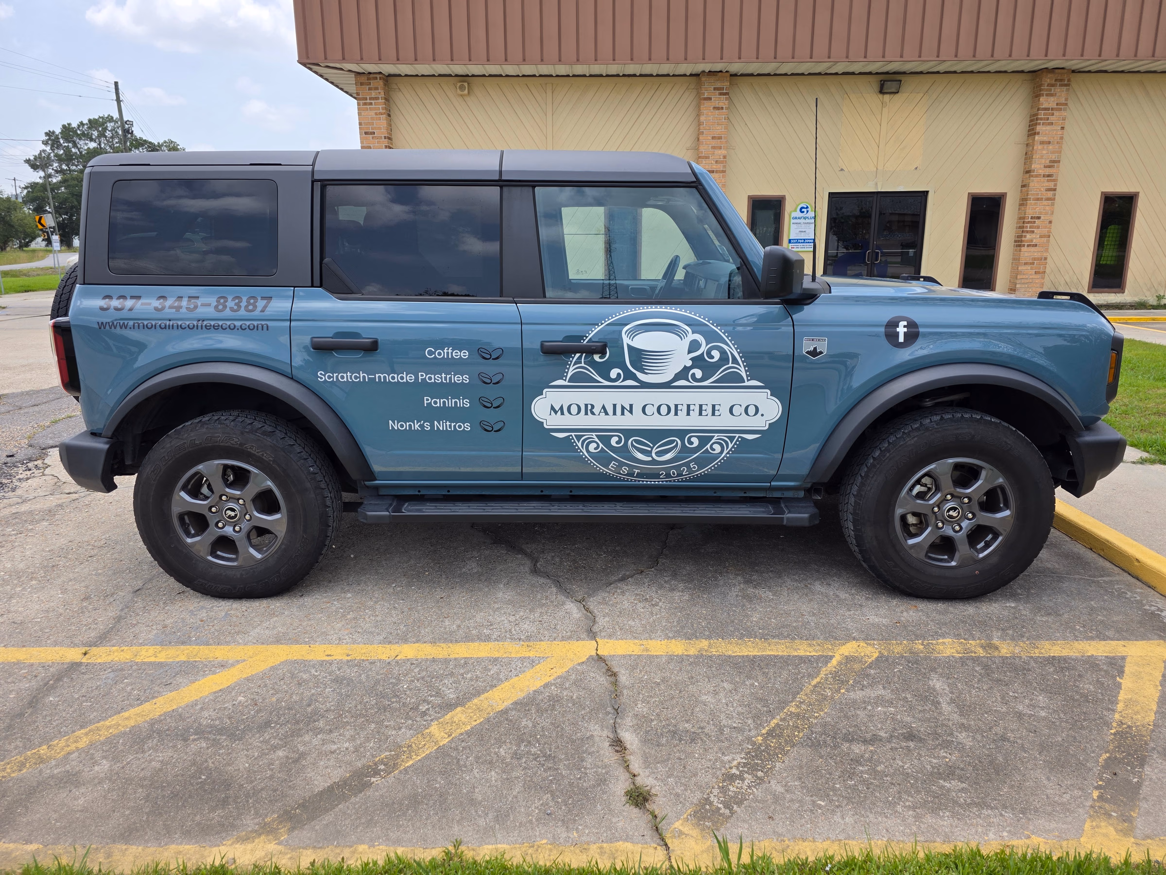 Morain Coffee Co. vehicle wrap in Carencro, LA