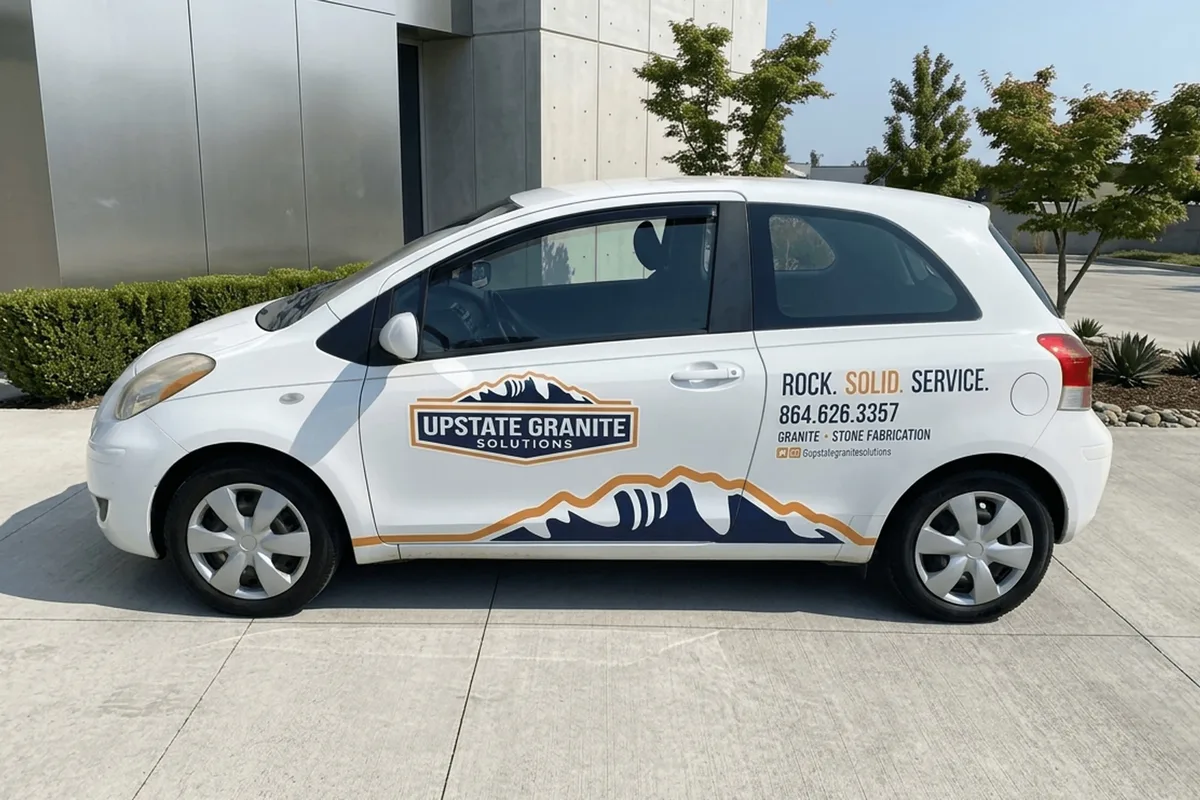 Spot graphics on a Toyota Yaris in Greenville, SC