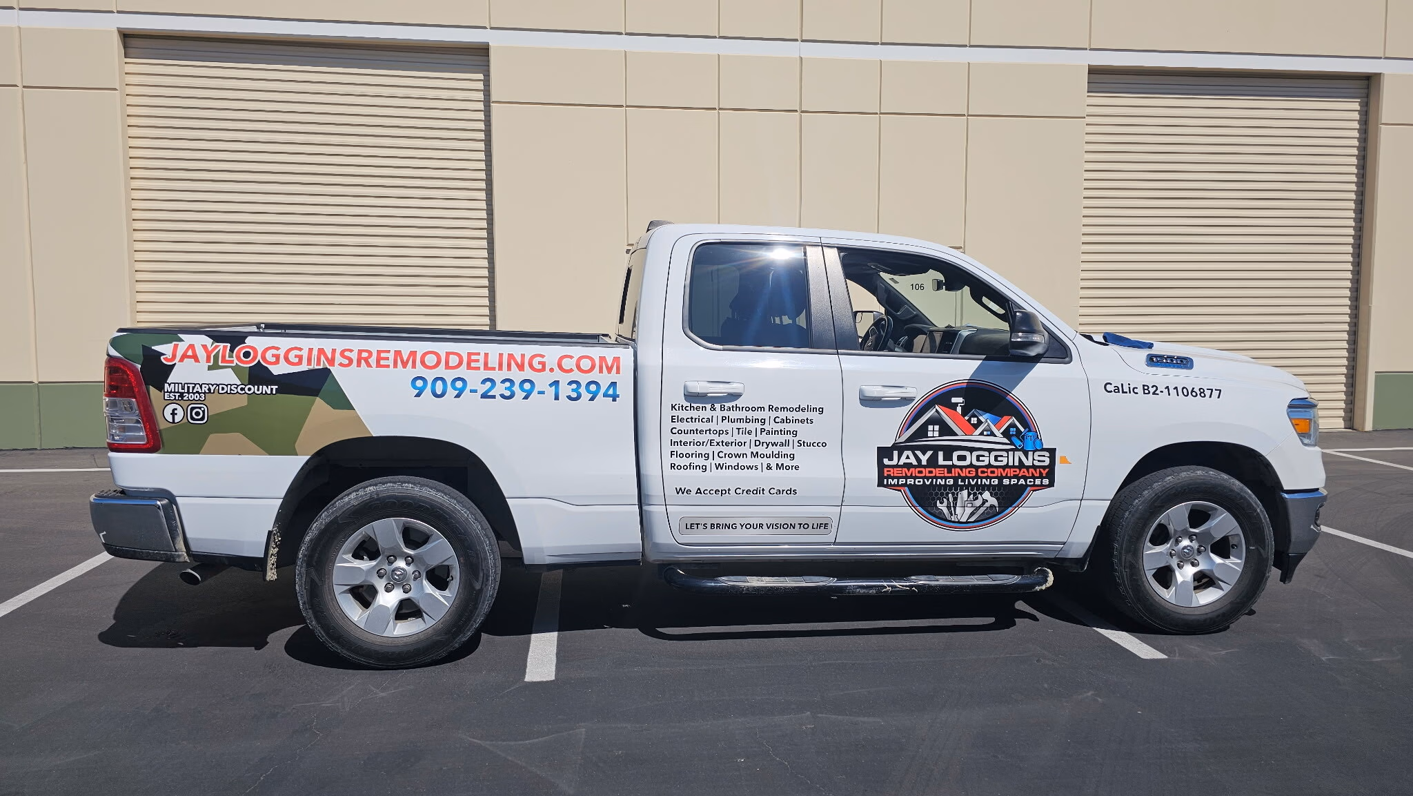 Jay Loggins Remodeling Company vehicle wrap in Redlands, CA