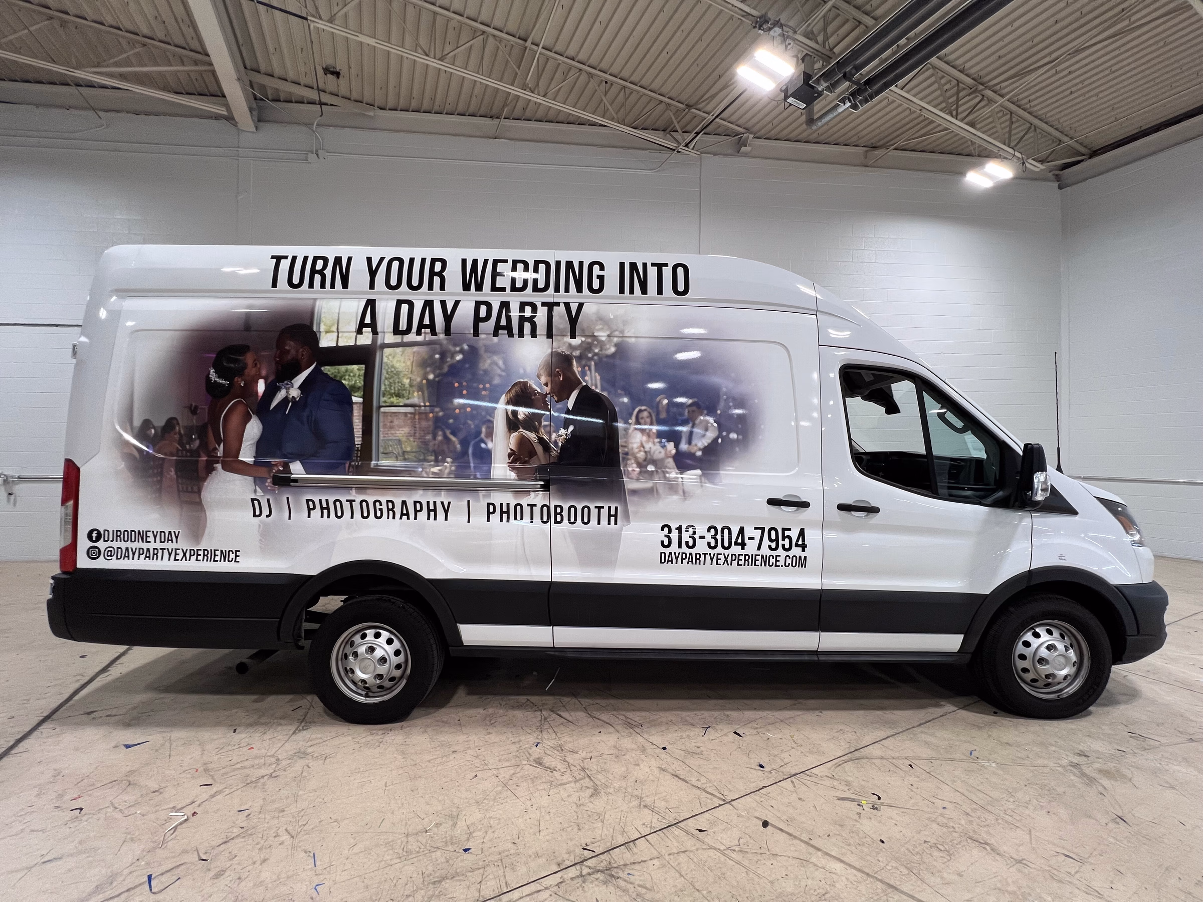 Day Party Experience vehicle wrap in Harper Woods, MI