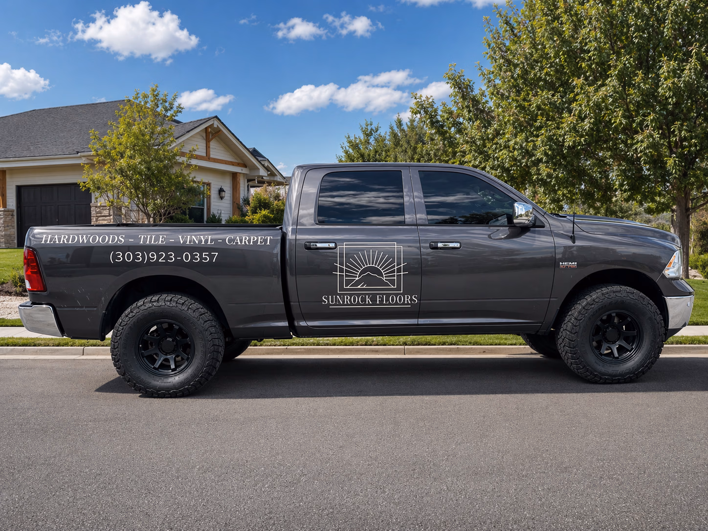 Sunrock Floors vehicle wrap in Castle Rock, CO