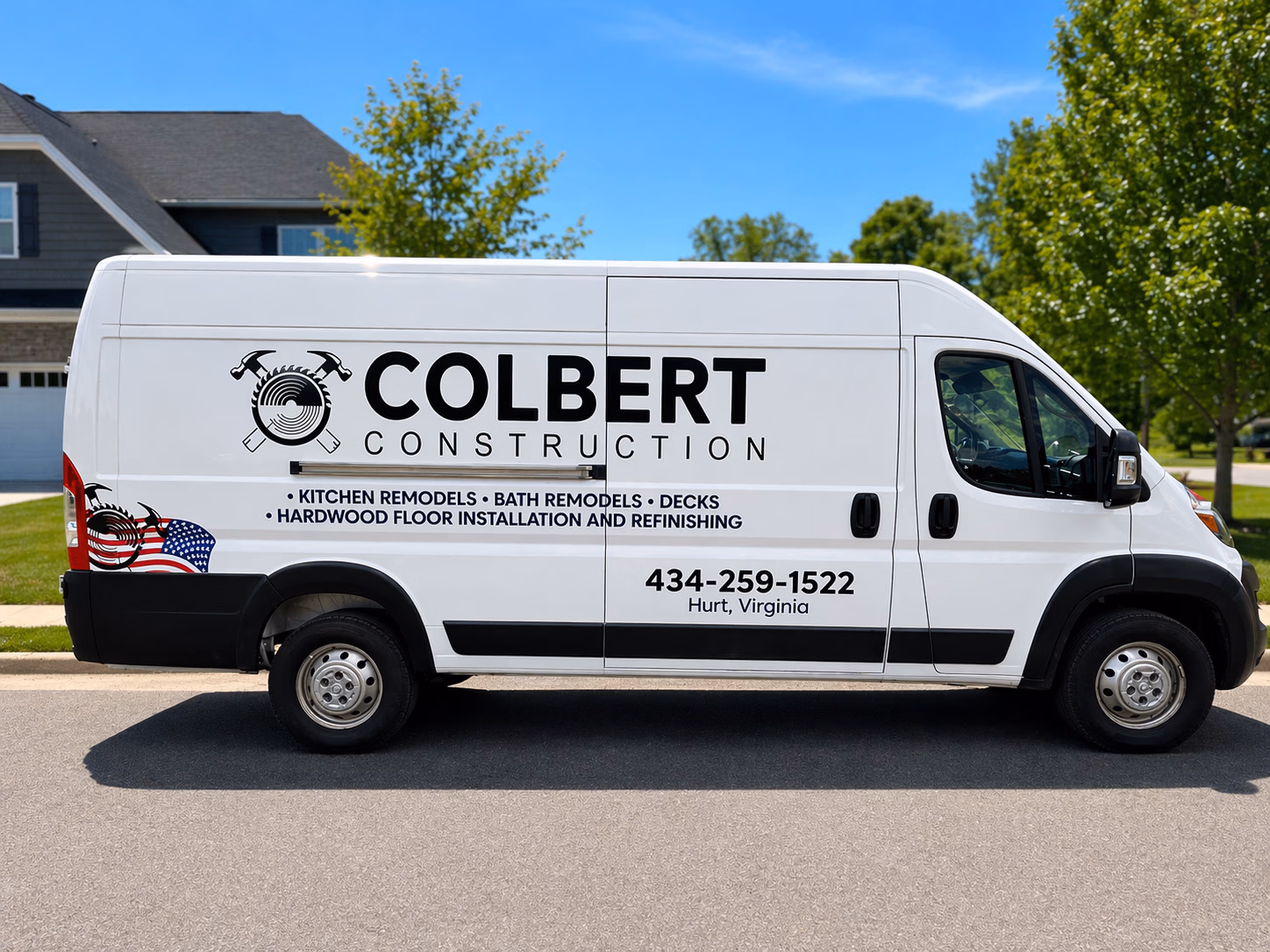 Colbert Construction vehicle wrap in Hurt, VA