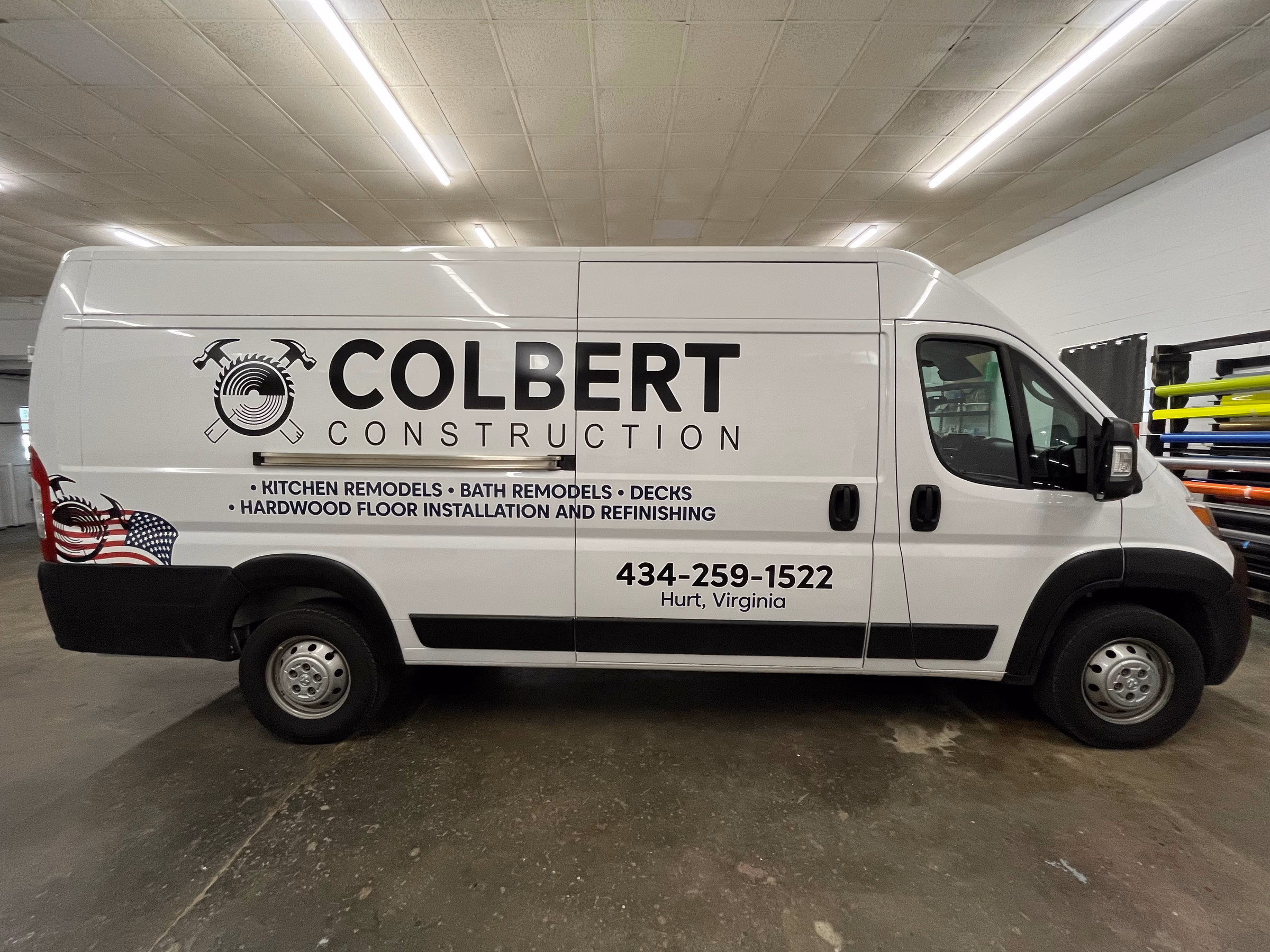 Colbert Construction vehicle wrap in Hurt, VA