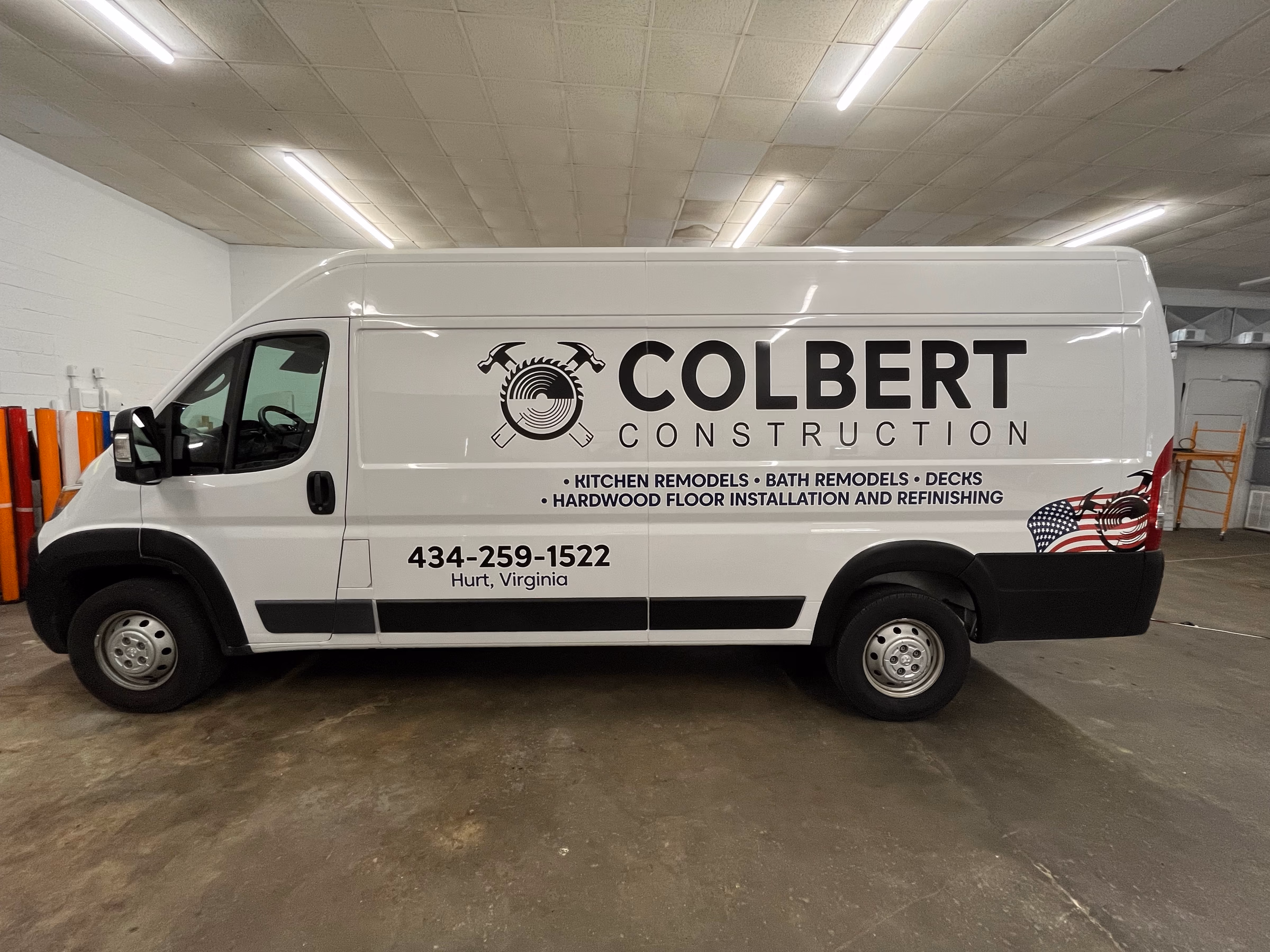 Colbert Construction vehicle wrap in Hurt, VA