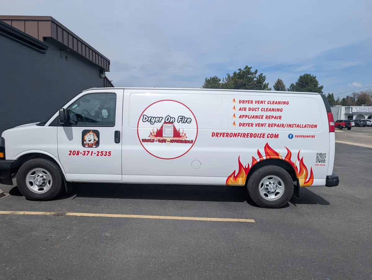Spot graphics on a Chevrolet Express van in Boise, ID