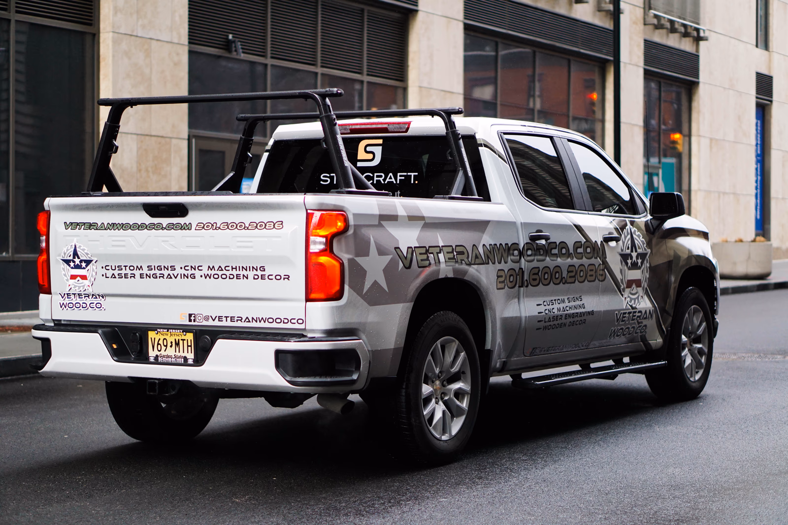 Veteran Wood Co. vehicle wrap in Jersey City, NJ